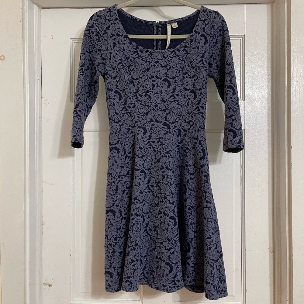 Lauren Conrad Elegant Blue Patterned Dress